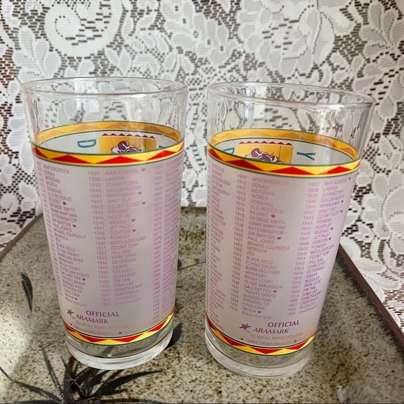 Kentucky Derby 123 Running Mint Julep Collectible Glasses 1997 Set Of 2 Libbey - Picture 4 of 8